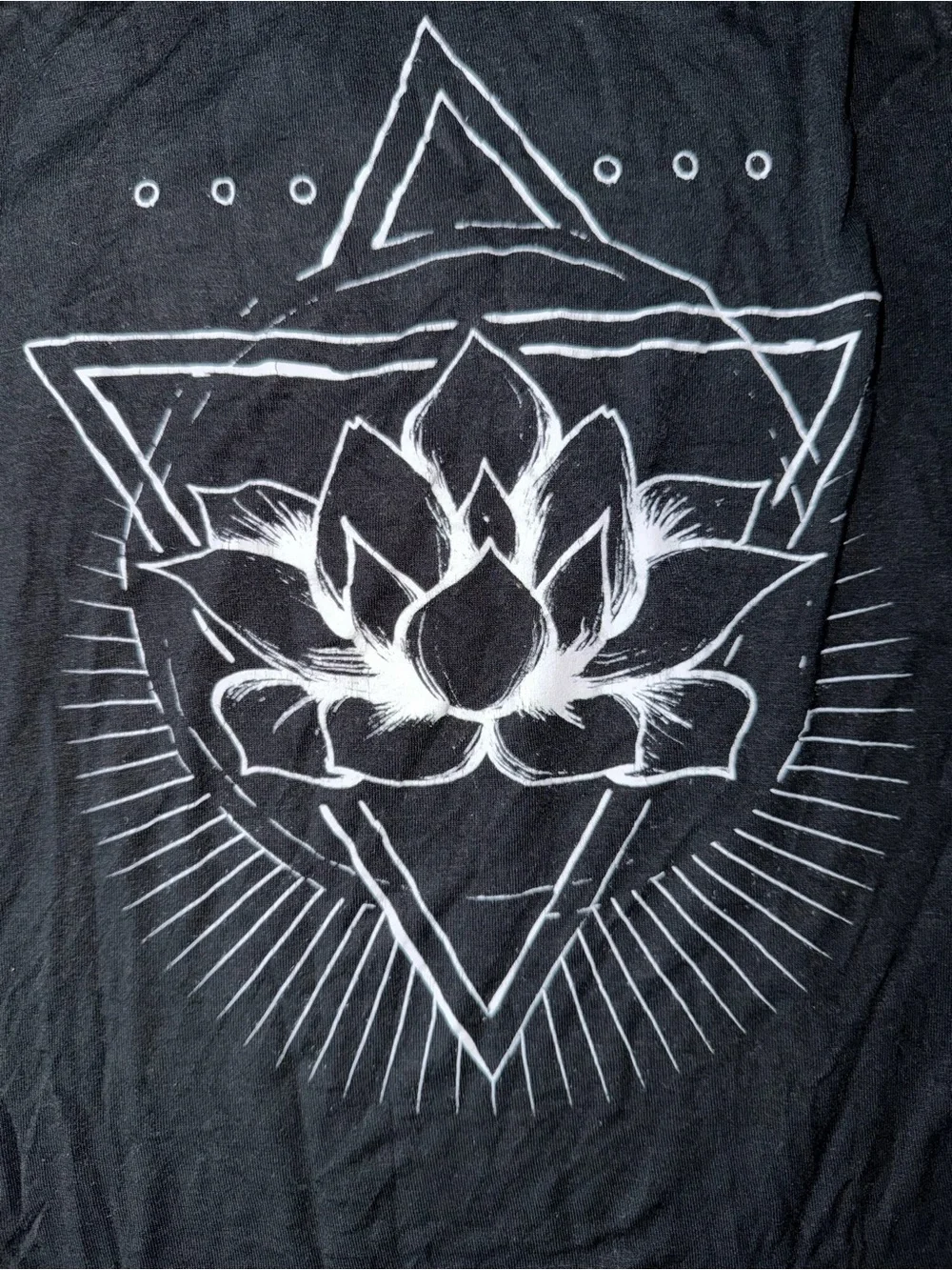 Miken “create your calm” Lotus Black Tank Top with White Lotus Graphic - Picture 2 of 4